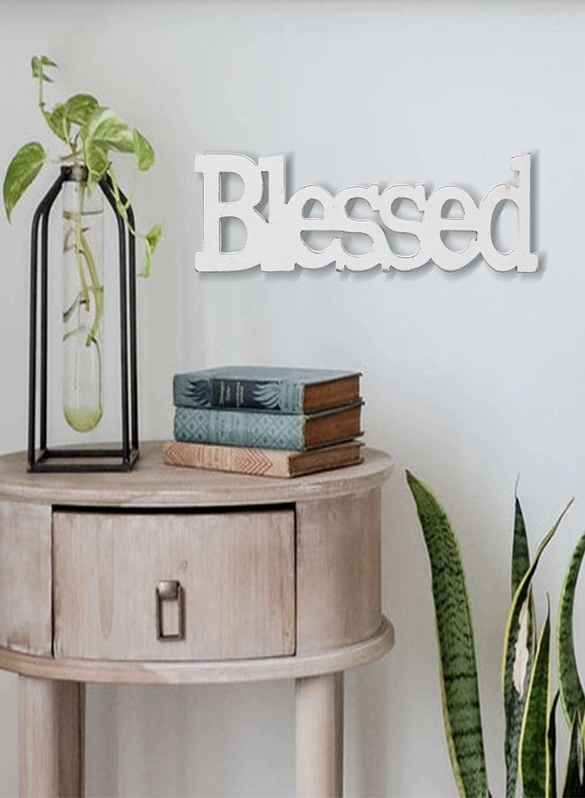 Sintosin Farmhouse Wood Blessed Sign for Table 15", Hanging Distressed White Wall Decoration, Rustic Blessed Signs for Home Decor, Thanksgiving Christmas Signs Decor for Living Room - Image 5
